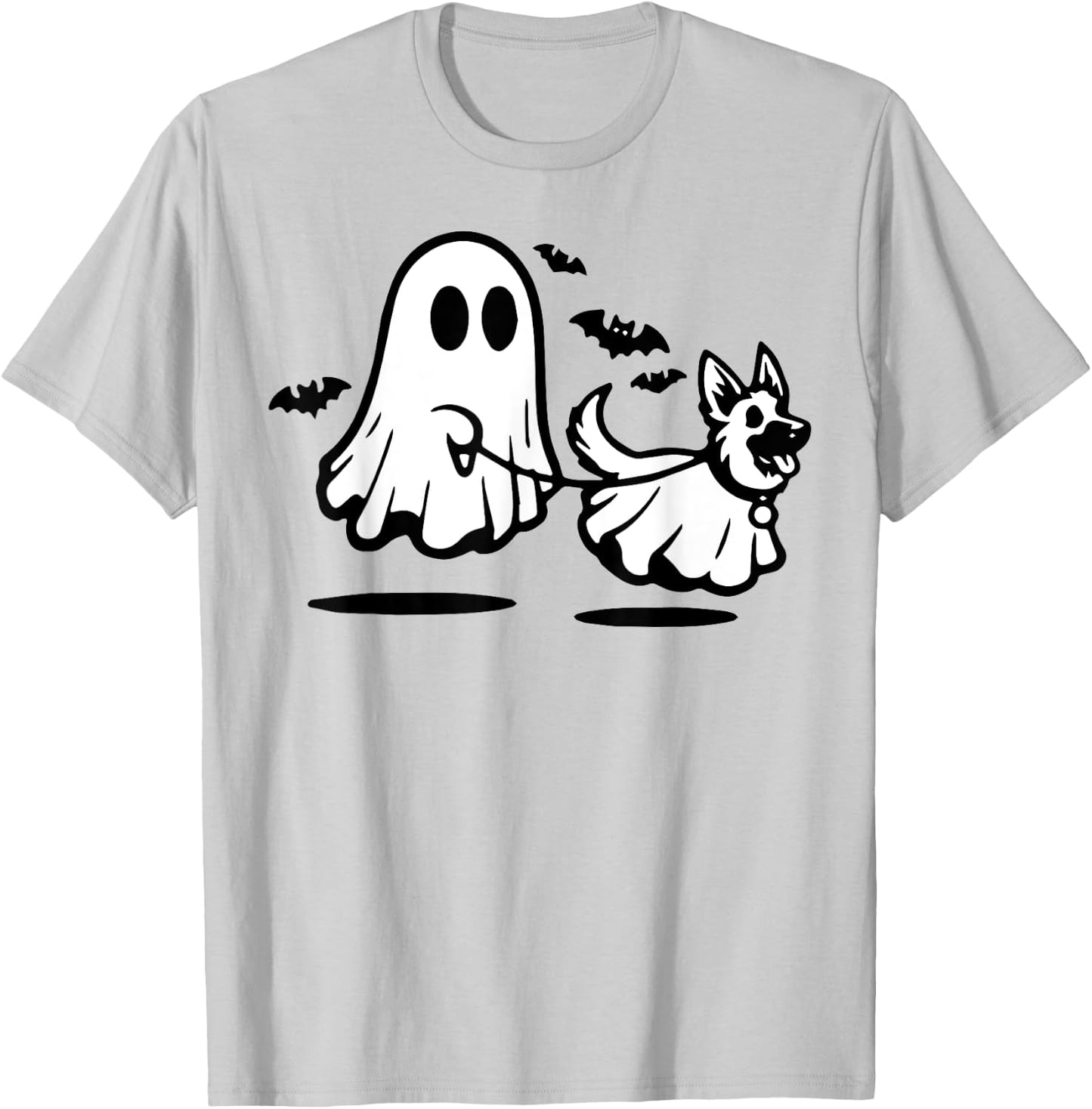 German Shepherd Ghost Walking Dog T-Shirt - T-Shirt | Ash