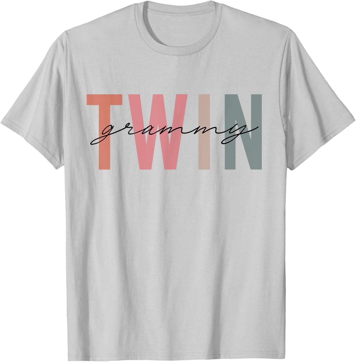 Cute Twin Grammy Grandma T-Shirt - T-Shirt | Ash