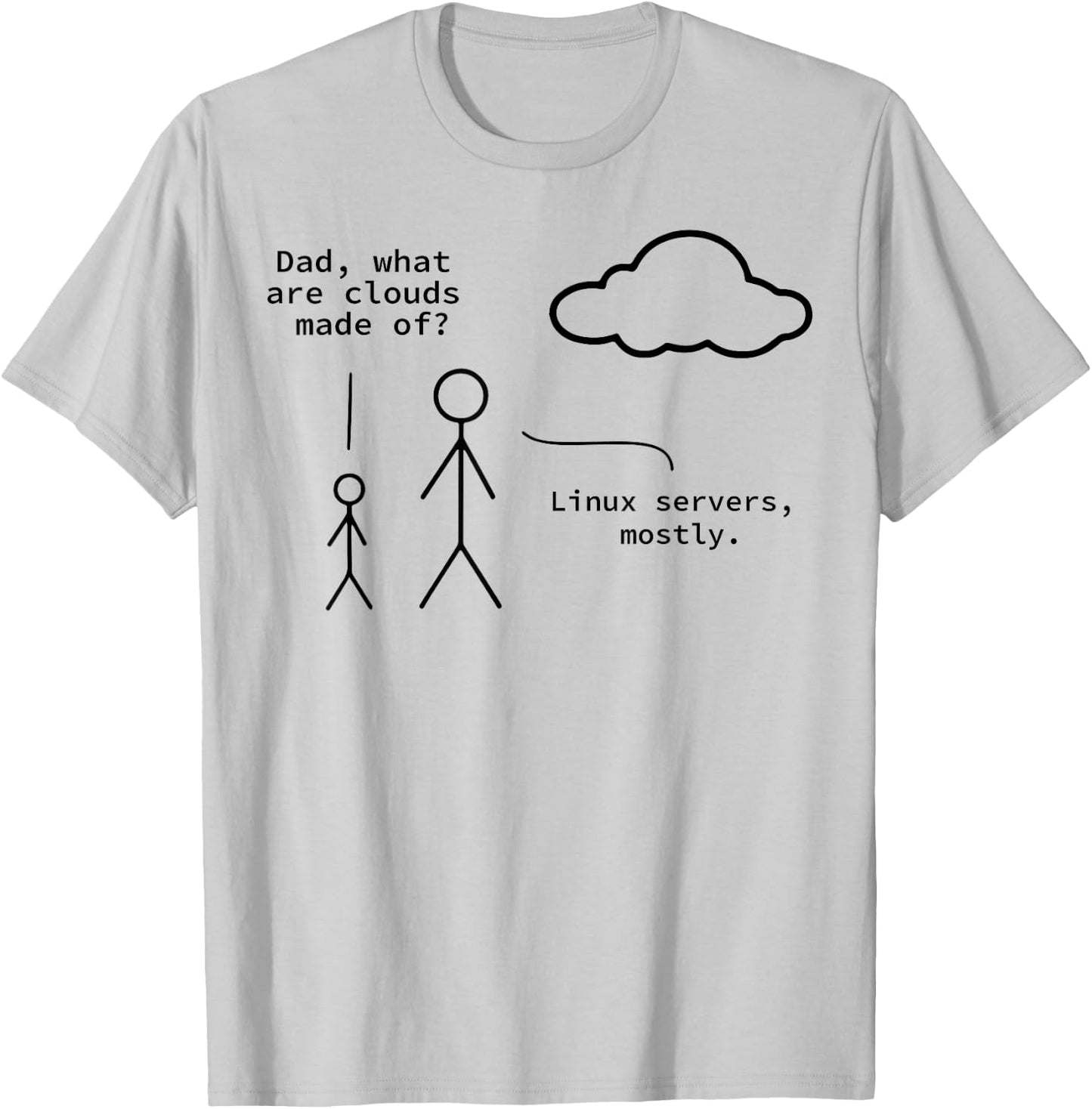 Dad What Are Clouds Made Of? Linux Servers Mostly T-Shirt - T-Shirt | Ash