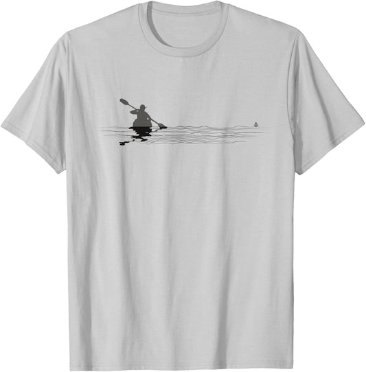 Kayaking Graphic Kayak Figure Kayaker Canoe Paddling T-Shirt - T-Shirt | Ash