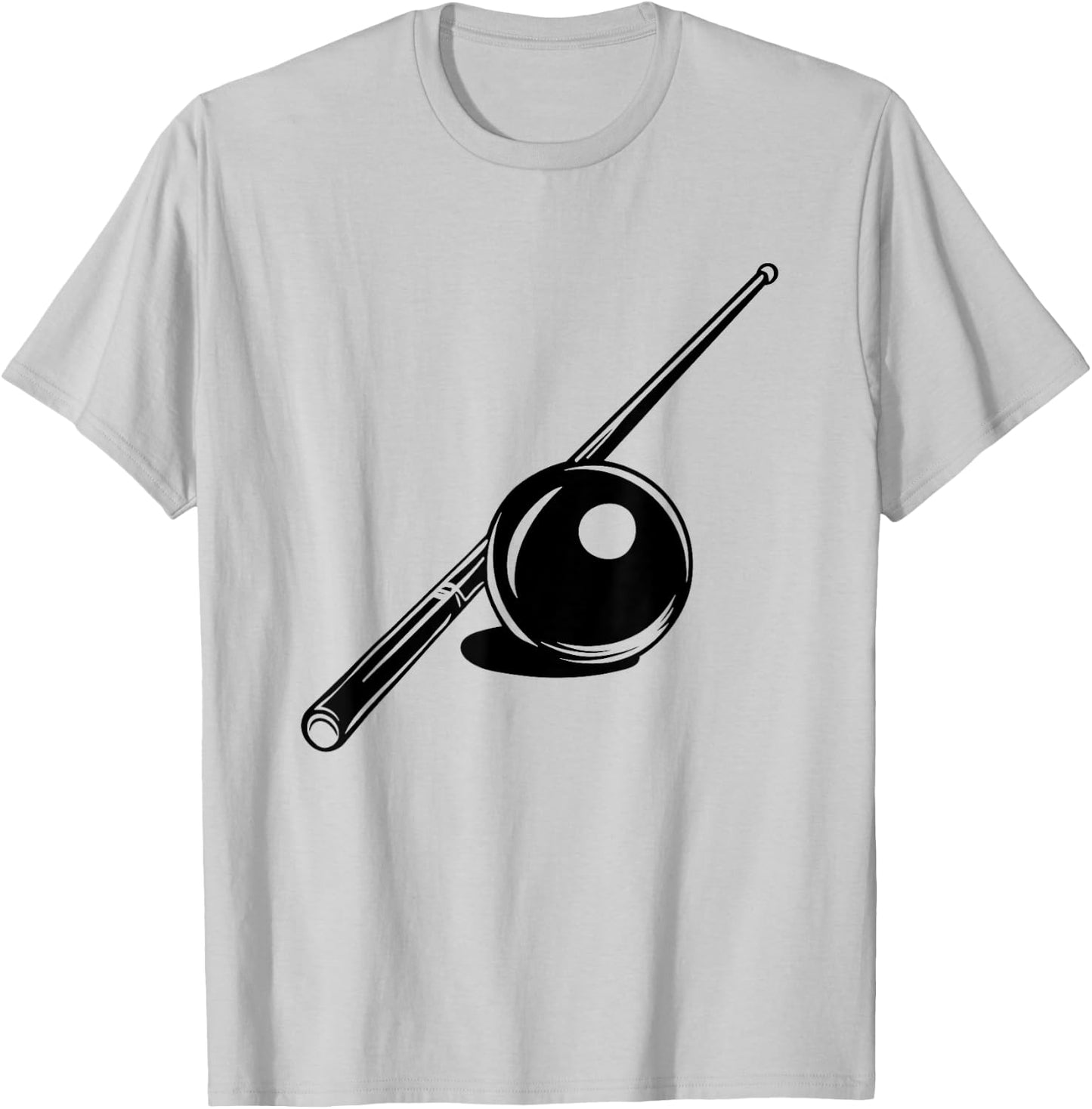 Billiard Ball and Cue Stick Sketch Carom Billiards T-Shirt - T-Shirt | Ash