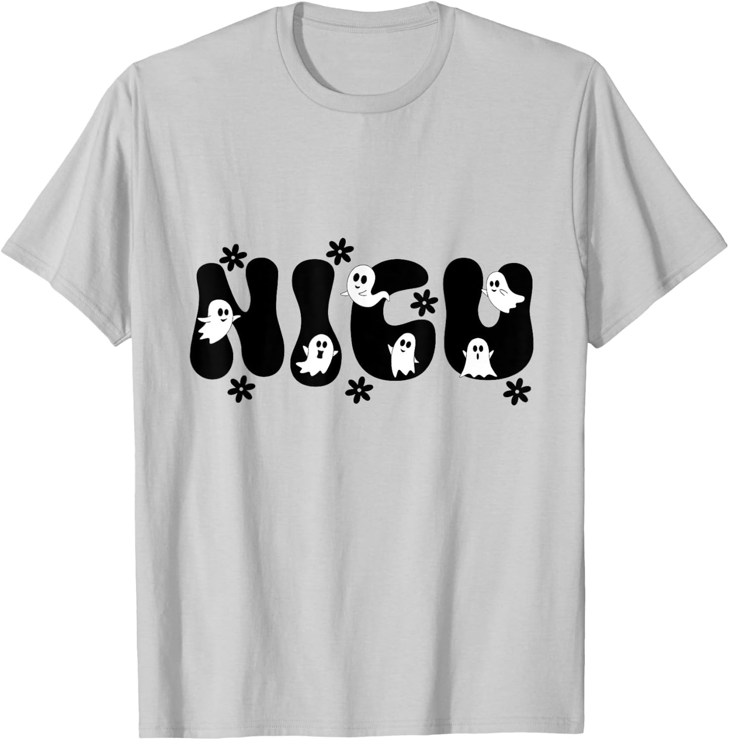 Groovy NICU Nurse Halloween Ghost Boo Boo Crew Night shift T-Shirt - T-Shirt | Ash