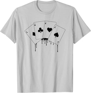 Vintage Hearts Spades Diamonds Clubs Graphic Casino Poker T-Shirt - T-Shirt | Ash