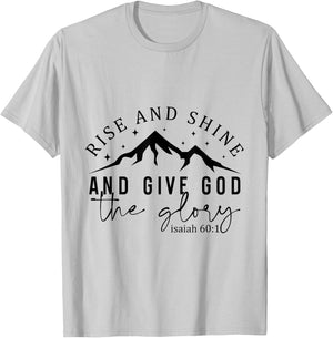Give God Glory Christian Faith Quote Mountains T-Shirt - T-Shirt | Ash