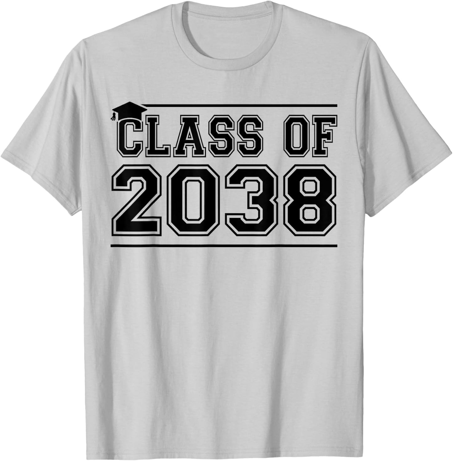 Class of 2038 Grow With Me Handprints On Back K to 12 Grade T-Shirt - T-Shirt | Ash