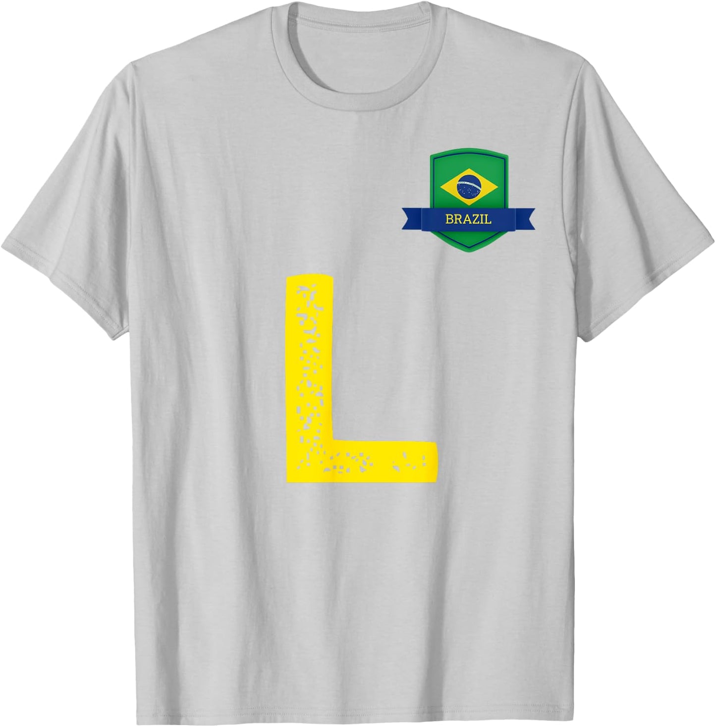 Brazil Human-Flag Letter L Brazil T-Shirt - T-Shirt | Ash