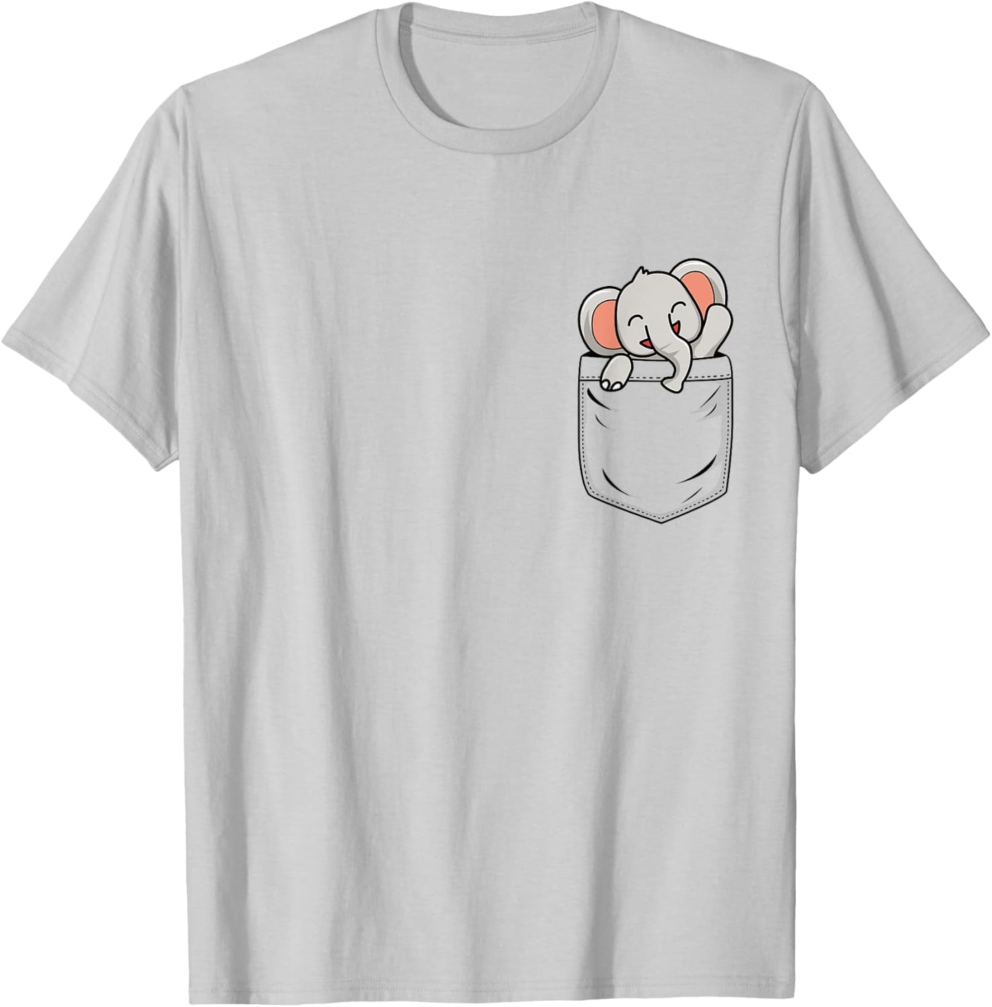 Elephant Lovers Cute Funny Elephant In Pocket T-Shirt - T-Shirt | Ash