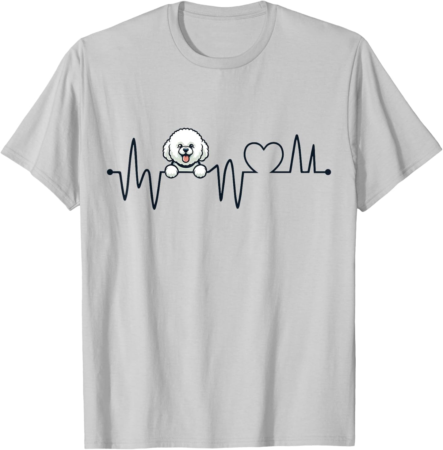 Bichon Frise Heartbeat - Men Women Kids Bichon Lover T-Shirt - T-Shirt | Ash