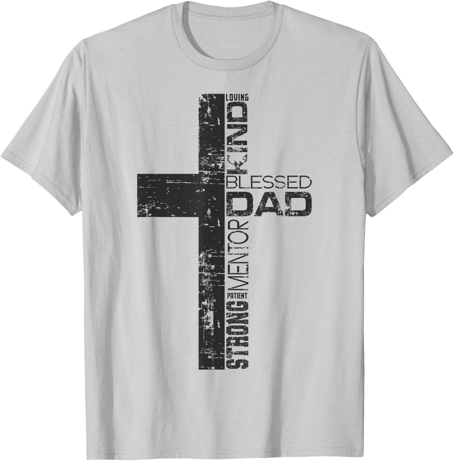 Blessed Dad Cross Christians Father's Day Christian Dad T-Shirt - T-Shirt | Ash