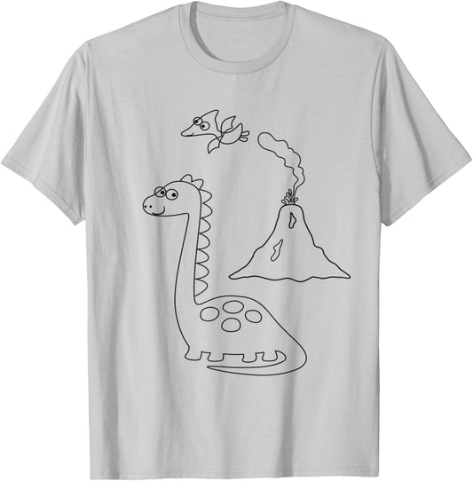 Creative Dino Dinosaurs - Paint & Paint Yourself T-Shirt - T-Shirt | Ash