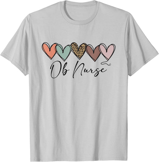 Cute OB Nurse Baby Feet Heart Graphic T-Shirt - T-Shirt | Ash