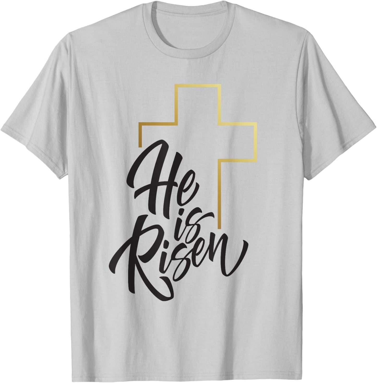 Happy Easter Shirt He Is Risen Jesus Cross Scripture Matthew T-Shirt - T-Shirt | Ash