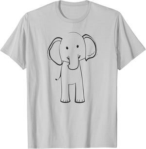 Cute Elephant, simple line drawing, conservation T-Shirt - T-Shirt | Ash