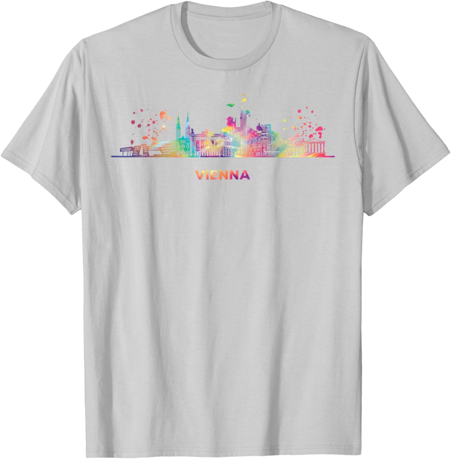 Vienesse Skyline Colorful Cityscape Vienna T-Shirt - T-Shirt | Ash
