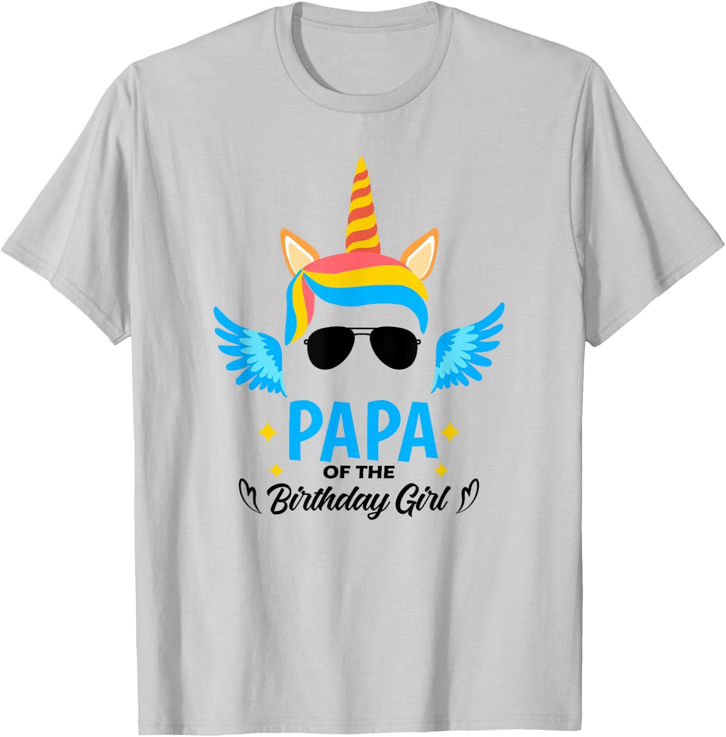 Papa of The Birthday for Girl Father Unicorn First Birthday T-Shirt - T-Shirt | Ash