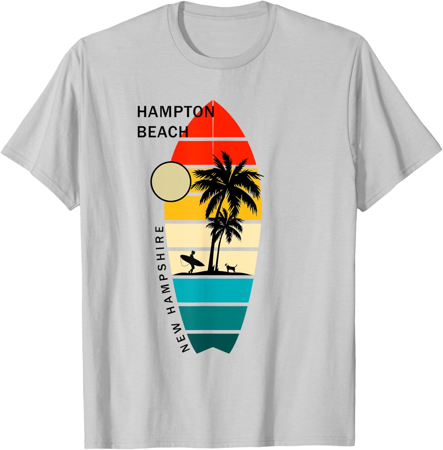 Retro Hampton Beach New Hampshire Surfboarders Surfers T-Shirt - T-Shirt | Ash