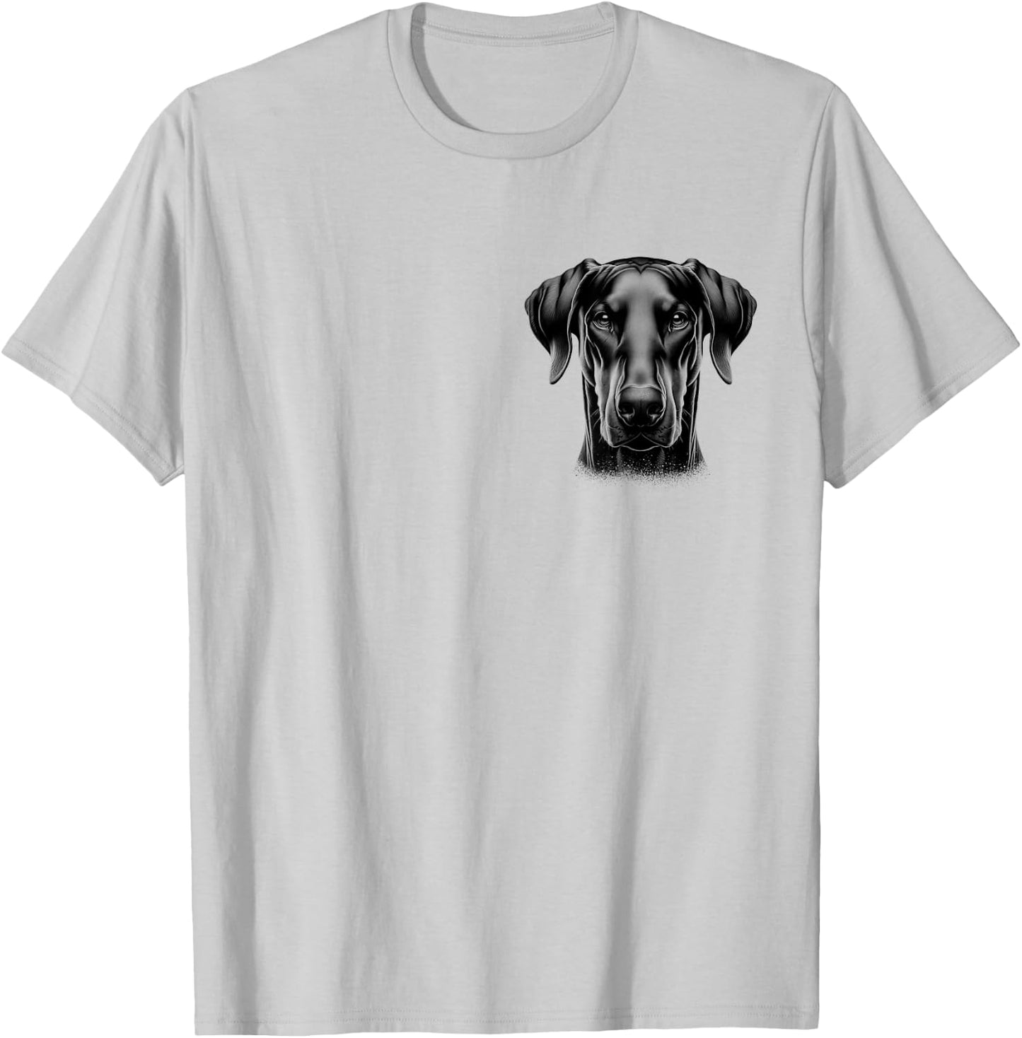 MyAnimal - Your Favourite Animal Wear Proud Doberman Head with Floppy Ears on Chest , Small, Grey T-Shirt - T-Shirt | Ash