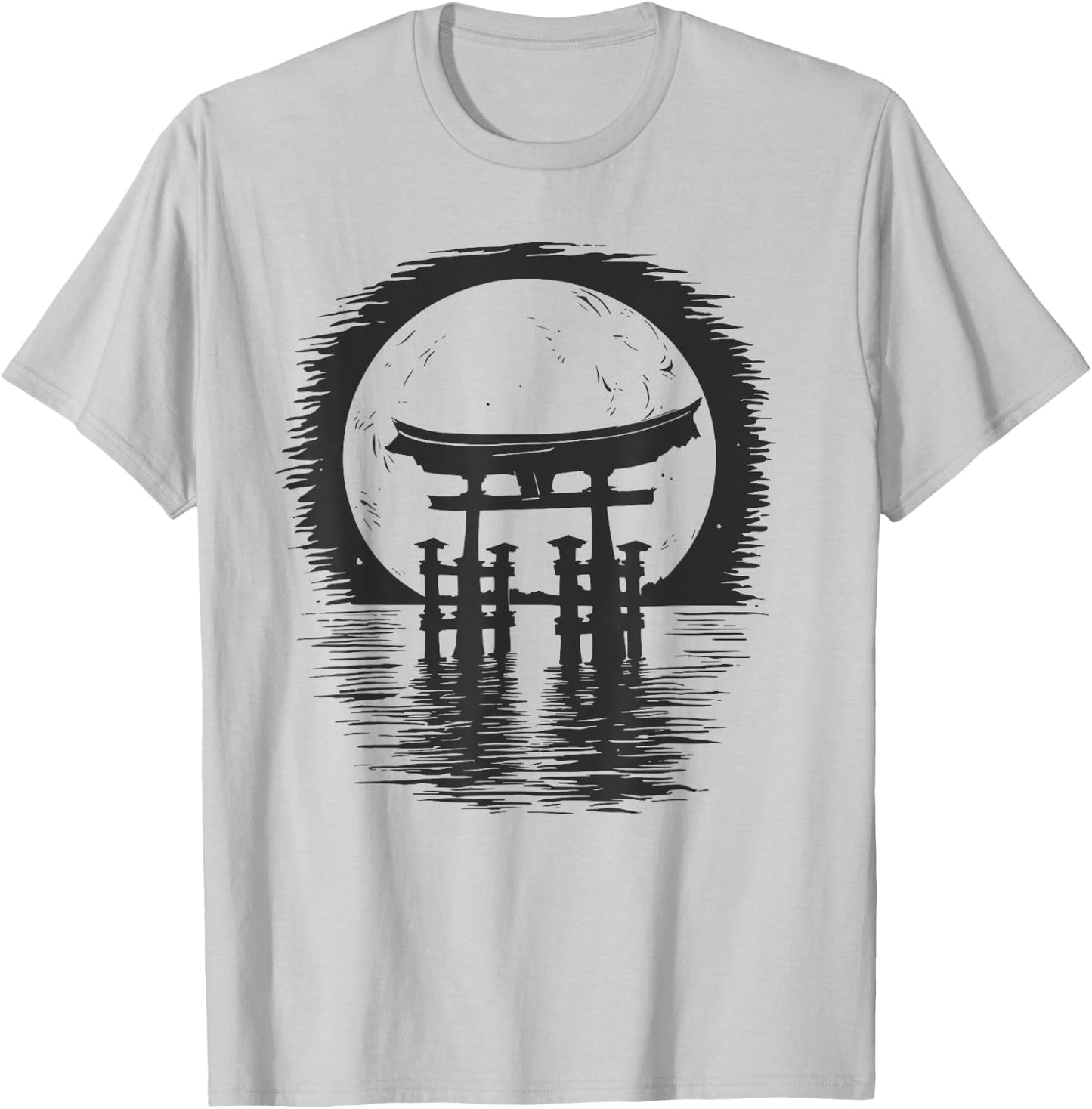 Japanese Torii Gate Art | Traditional Aesthetic Japan T-Shirt - T-Shirt | Ash