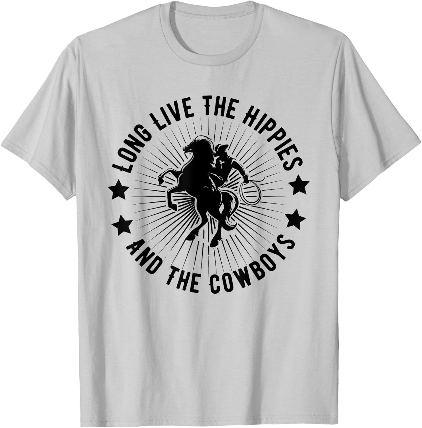 Long Live Hippies Cowboy Vintage Country Western Rodeo Horse T-Shirt - T-Shirt | Ash