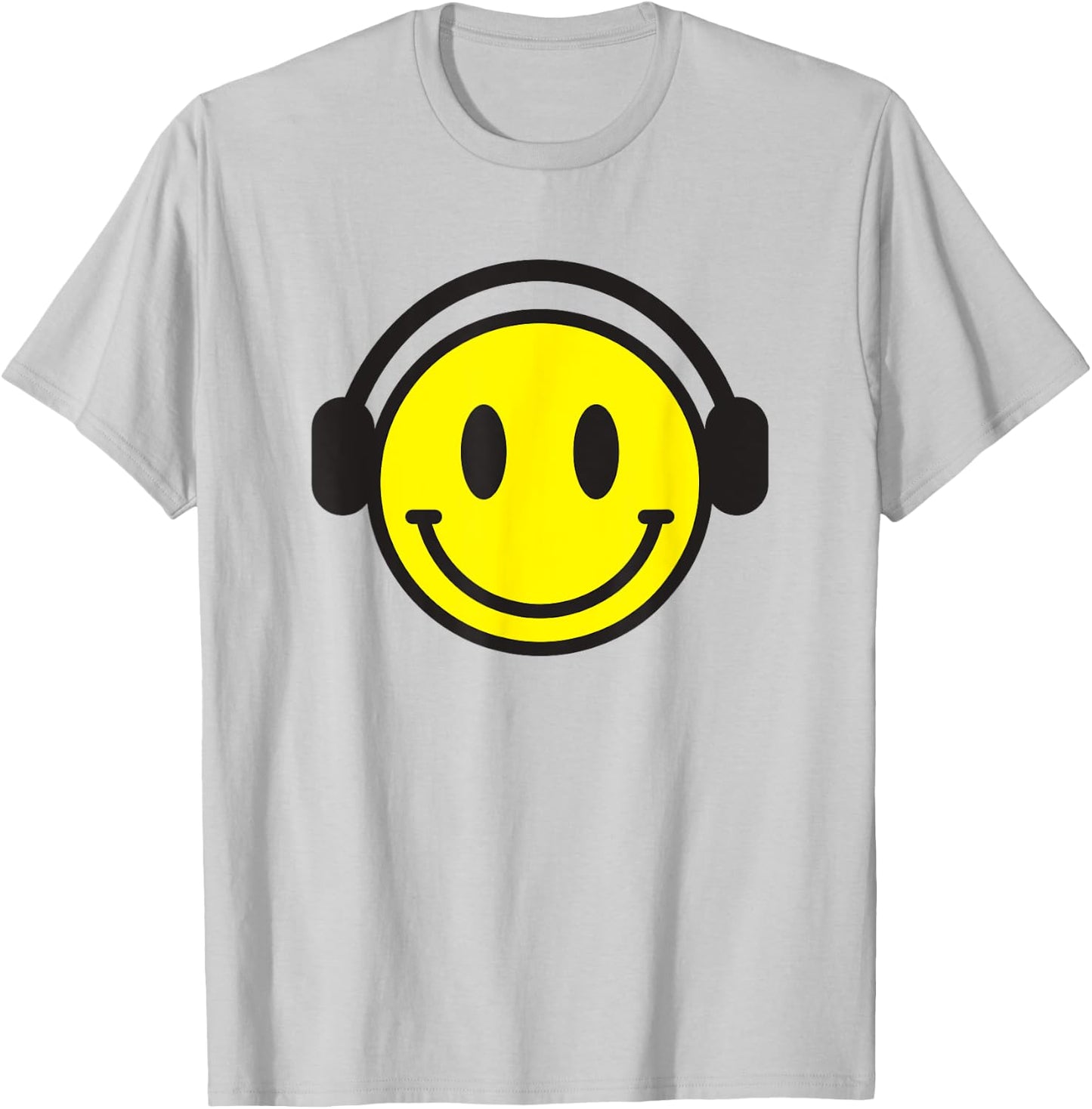 Retro Happy Face 70s Headphones Shirt Cute Music Lovers Fun T-Shirt - T-Shirt | Ash
