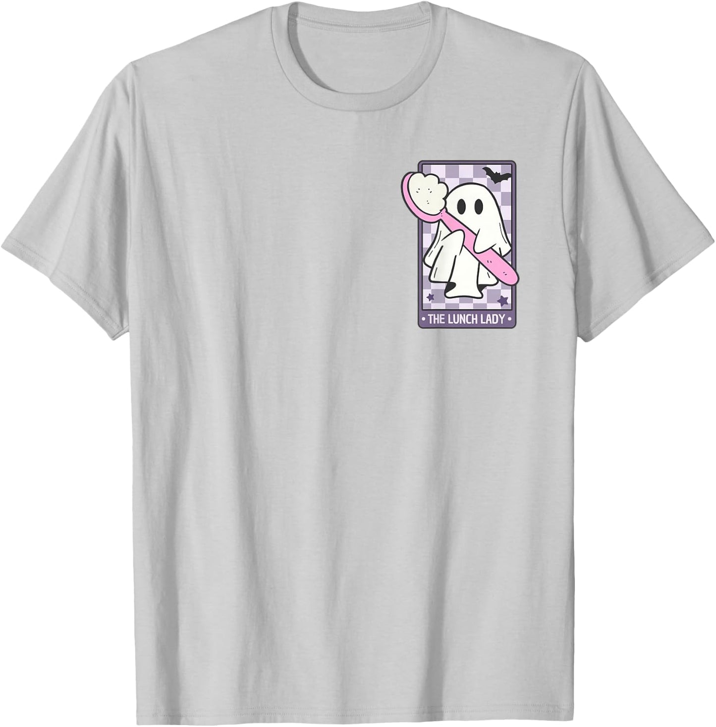 The Lunch Lady Tarot Card Spooky Ghost Halloween Cafeteria T-Shirt - T-Shirt | Ash