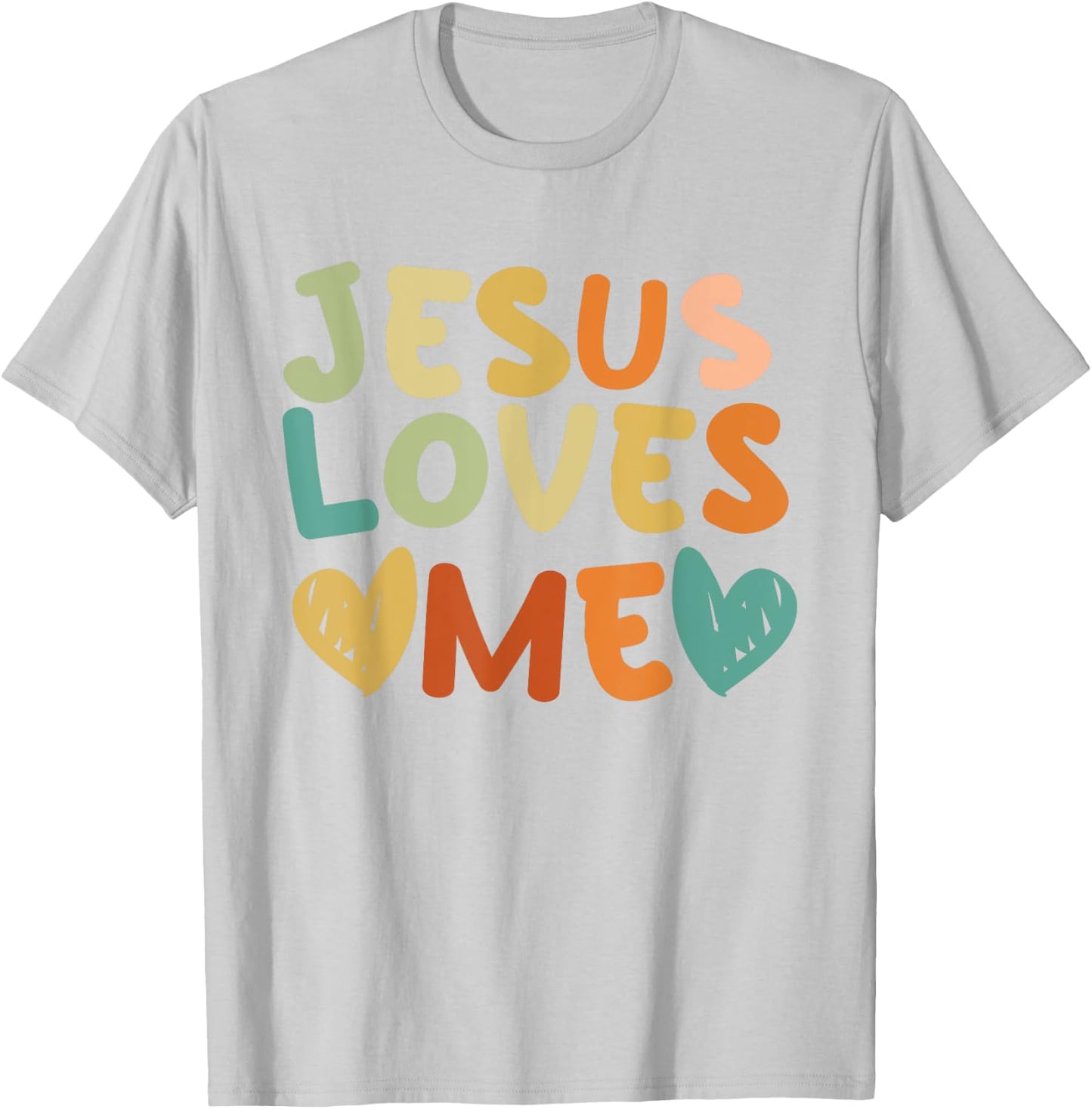 Groovy Jesus Loves Me Biblical Christian Church Retro T-Shirt - T-Shirt | Ash