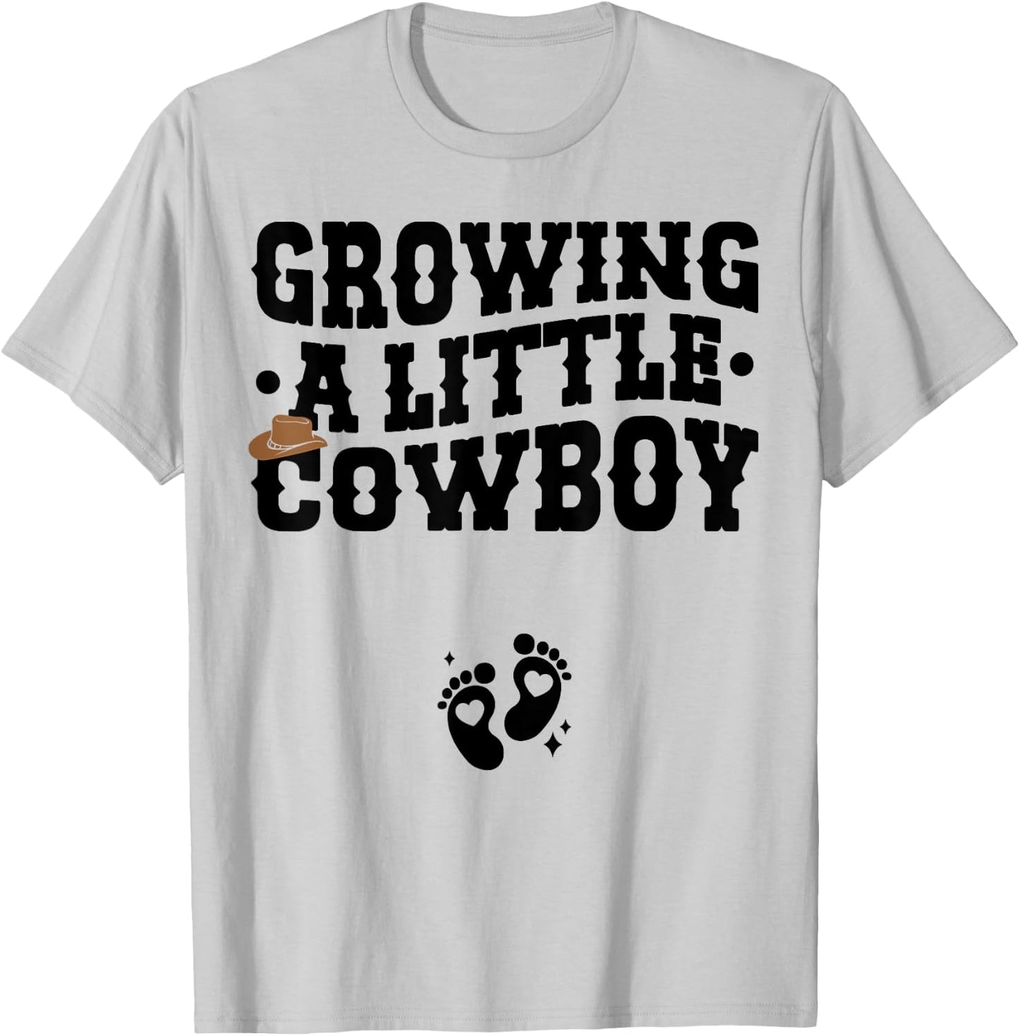 Country Pregnancy Announcement - Growing a Little Cowboy T-Shirt - T-Shirt | Ash