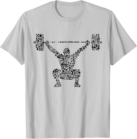 Shape Collage Gym Shirt | Bodybuilder Shirt | Weightlifting T-Shirt - T-Shirt | Ash