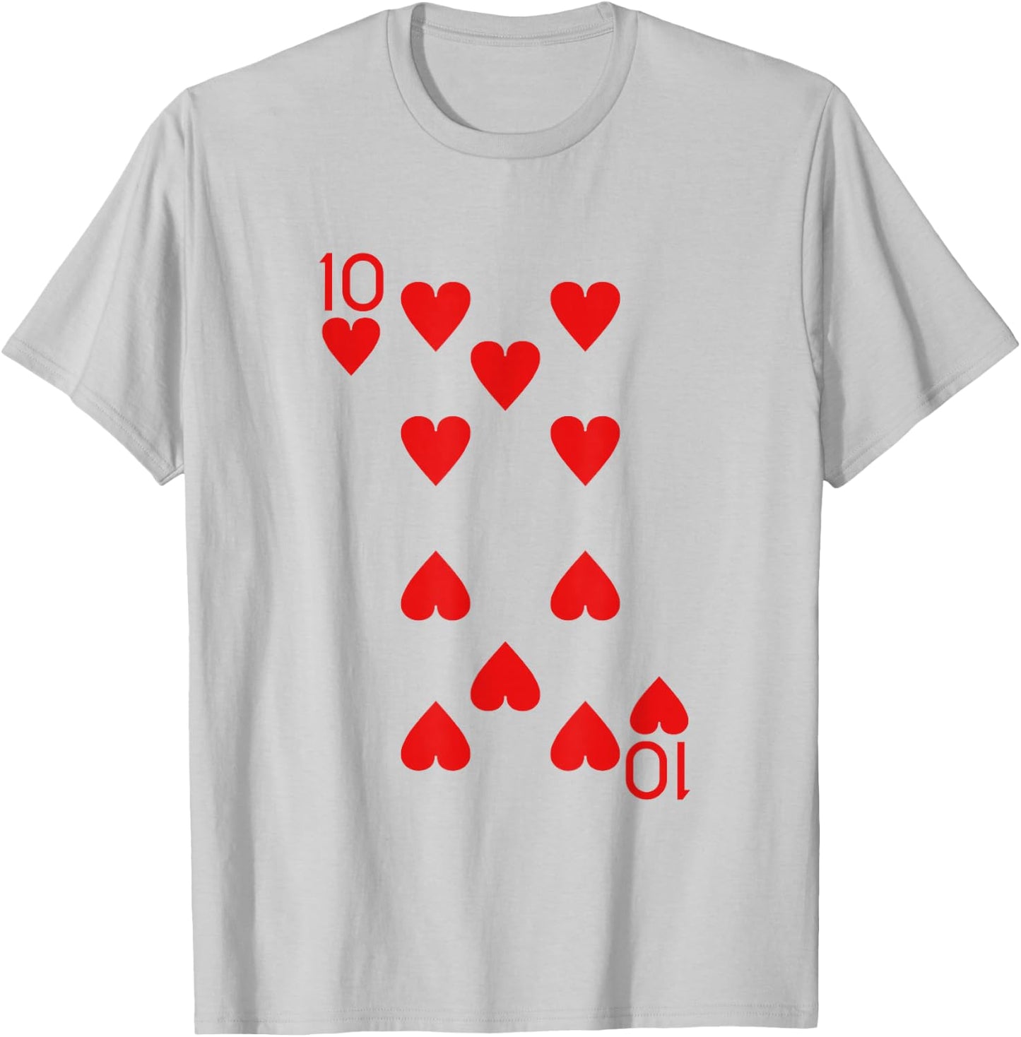 Ten of Hearts Royal Flush Costume Halloween Playing Cards T-Shirt - T-Shirt | Ash