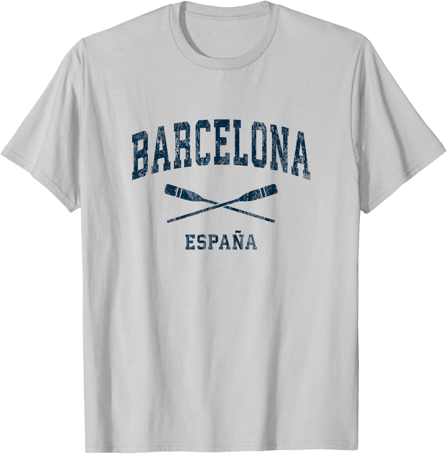 Barcelona Spain Vintage Nautical Paddles Sports Oars T-Shirt - T-Shirt | Ash