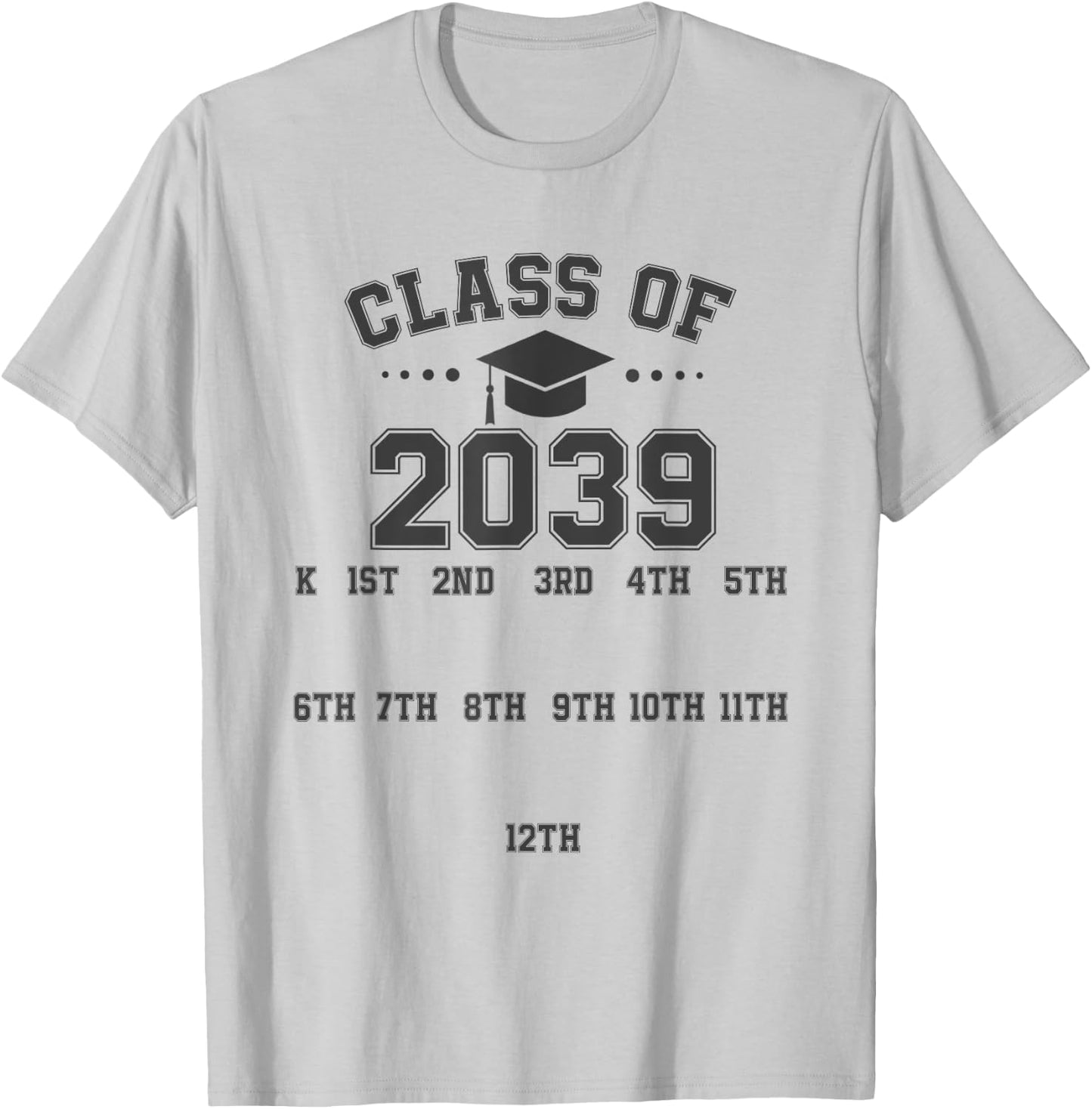 Class of 2039 Grow With Me Pre-k To 12th Grade Handprint T-Shirt - T-Shirt | Ash