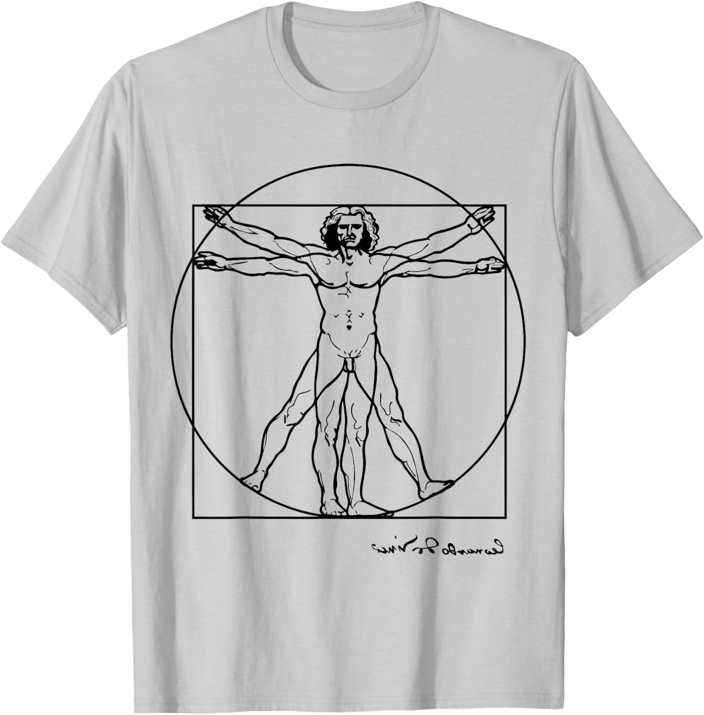 Leonardo Da Vinci The Vitruvian Man T Shirt, Artwork Sketch T-Shirt - T-Shirt | Ash