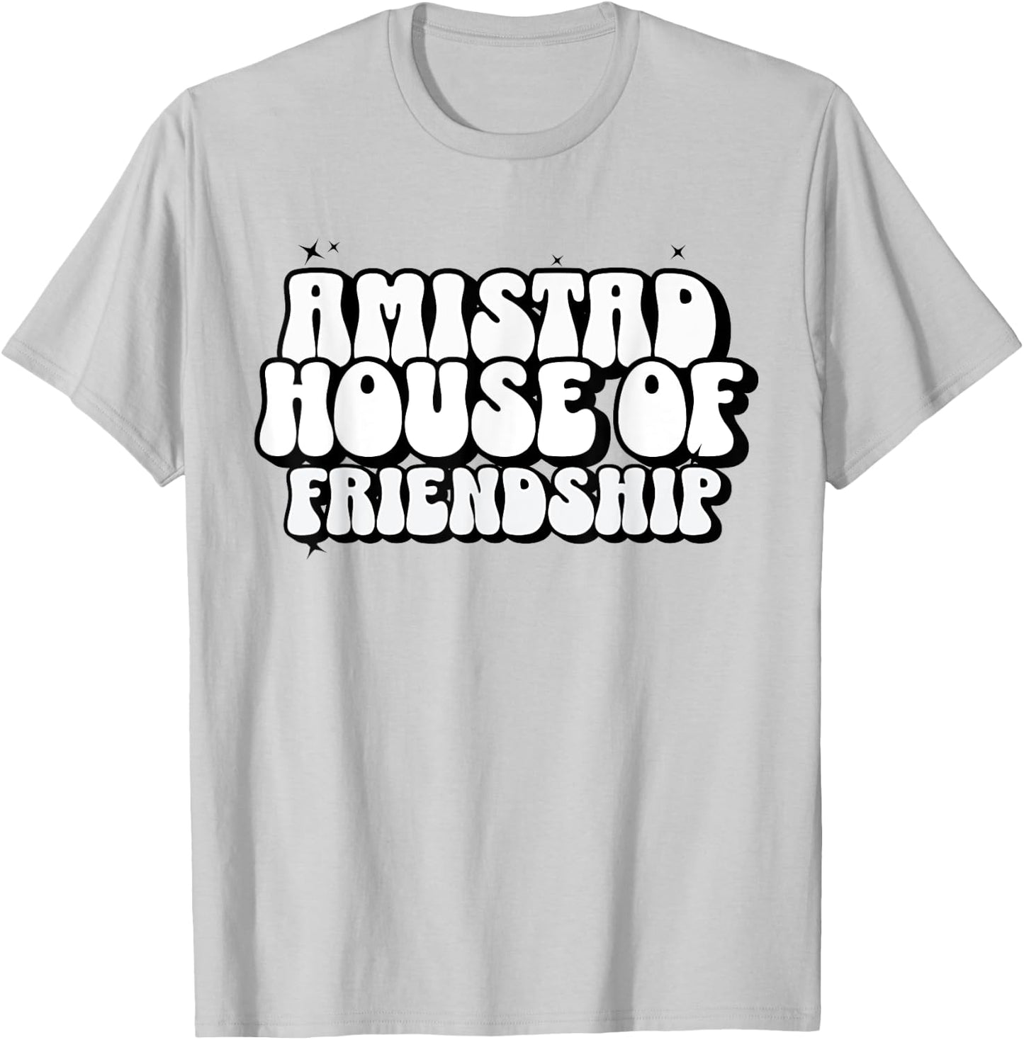 AMISTAD House Of Friendship Red Retro Groovy Social AMISTAD T-Shirt - T-Shirt | Ash