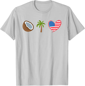 Coconut Tree Meme - Patriotic Kamala Statement USA Democrat T-Shirt - T-Shirt | Ash