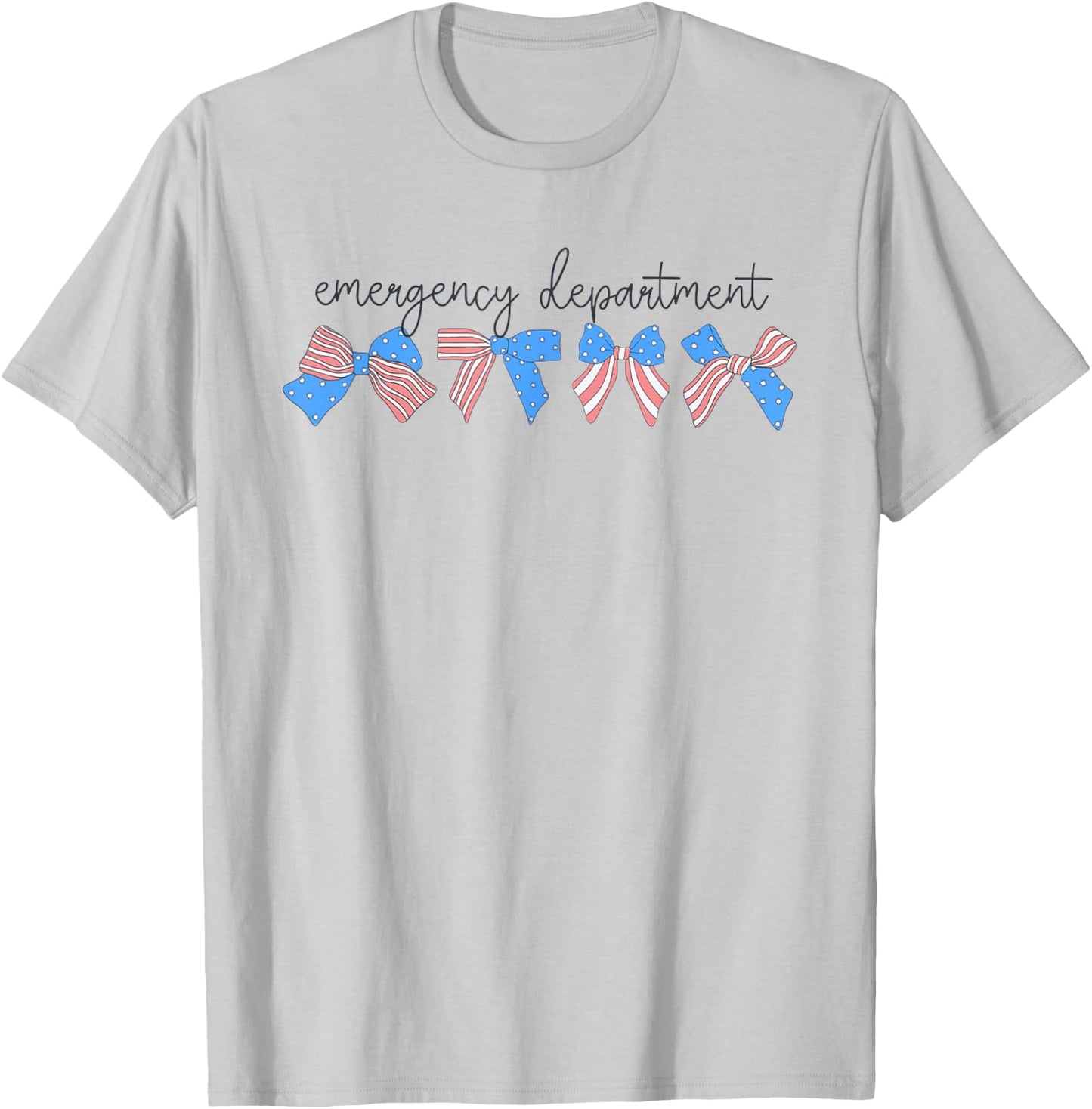 Fourth of July Emergency Department Coquette Bows ER Nurse T-Shirt - T-Shirt | Ash