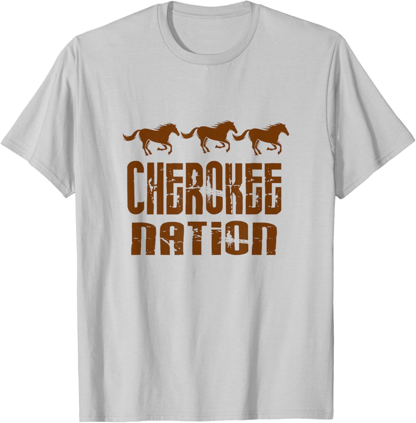 Cherokee Nation With Running Horses T-Shirt - T-Shirt | Ash