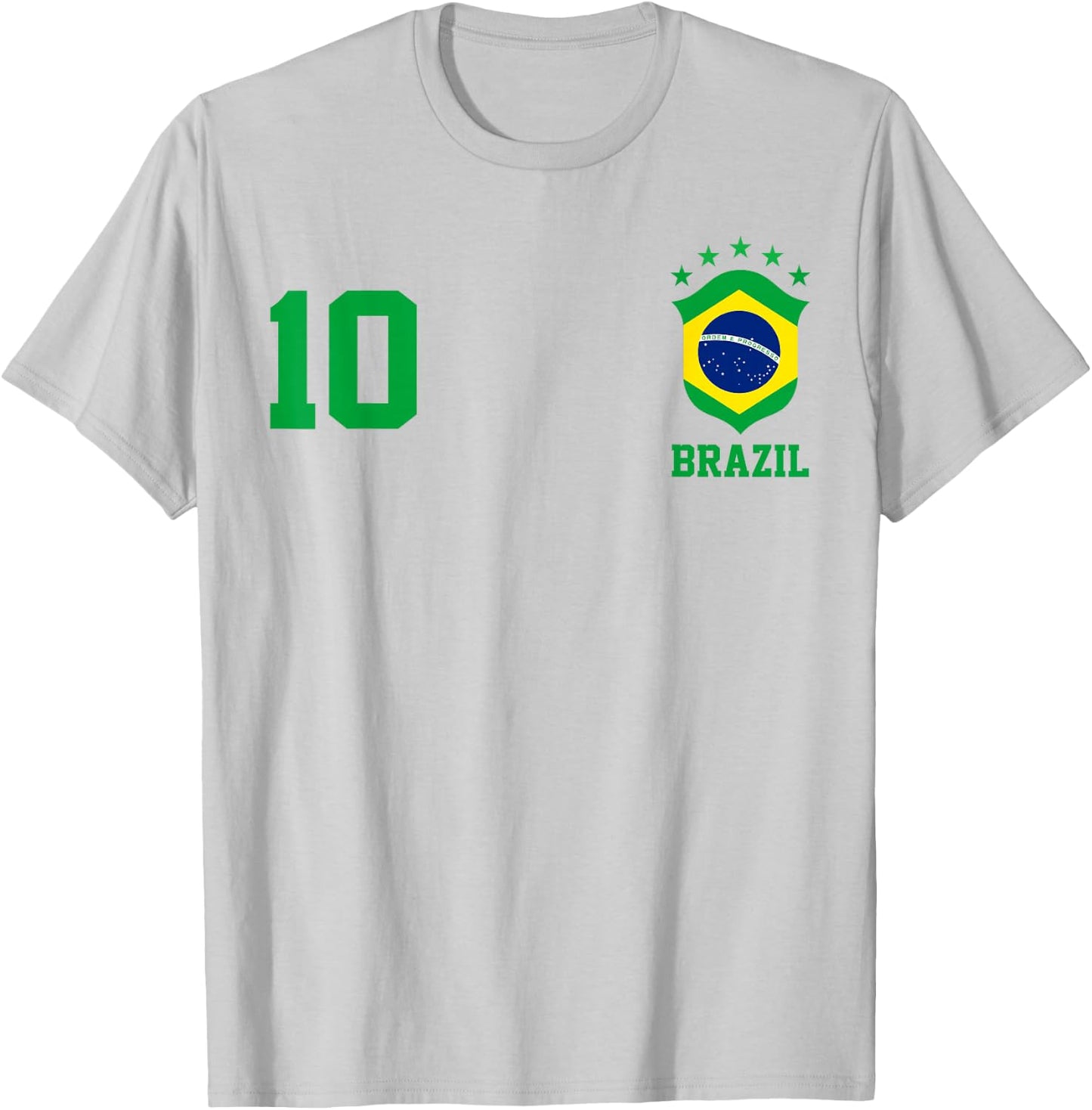 Chica Brazil Flag Brazilian Pride Soccer Jersey No.10 Lovers T-Shirt - T-Shirt | Ash