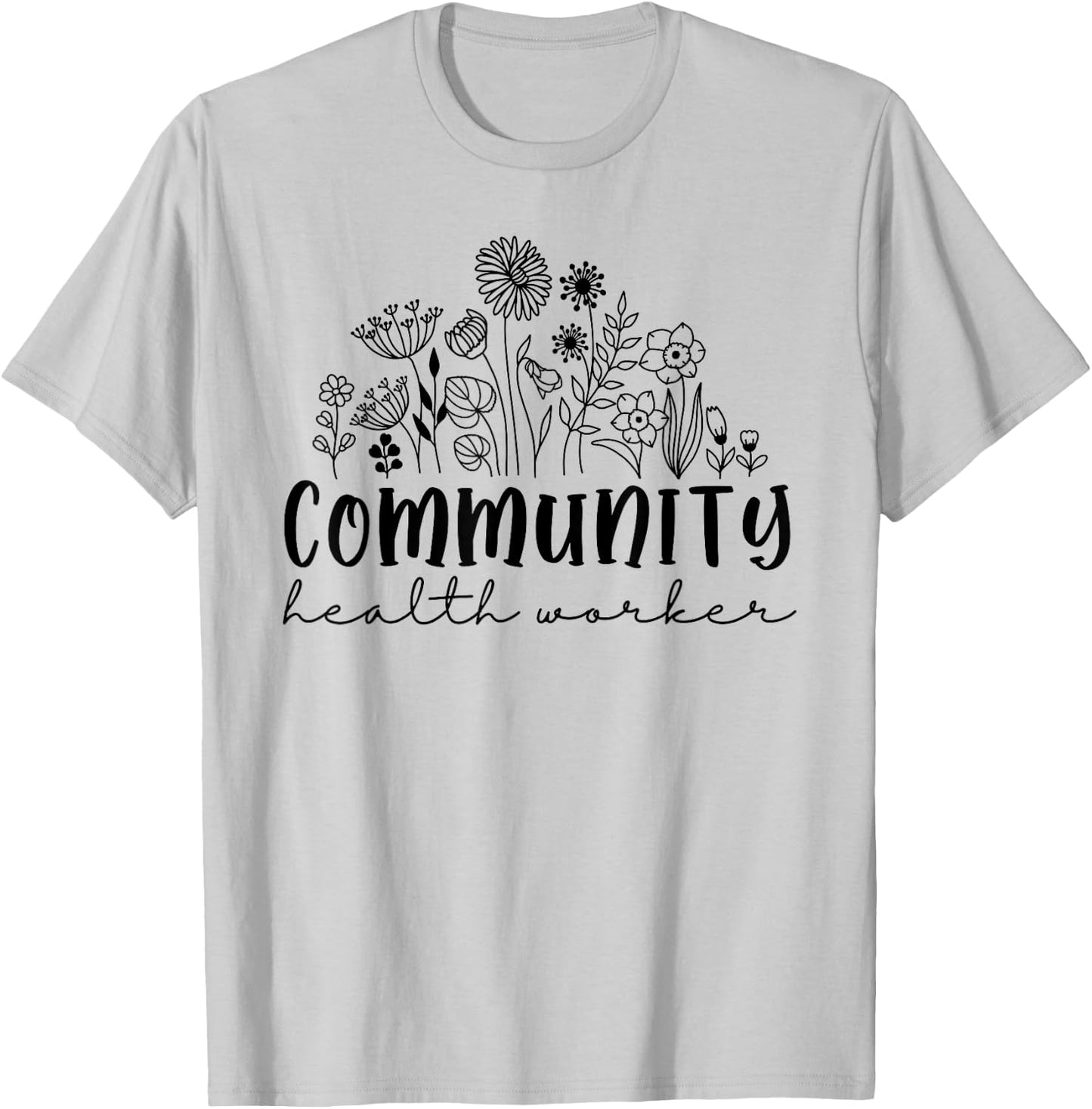 Retro Wildflower Community Health Worker Women Squad Nurse T-Shirt - T-Shirt | Ash