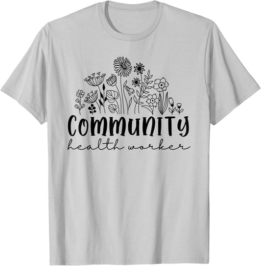 Retro Wildflower Community Health Worker Women Squad Nurse T-Shirt - T-Shirt | Ash