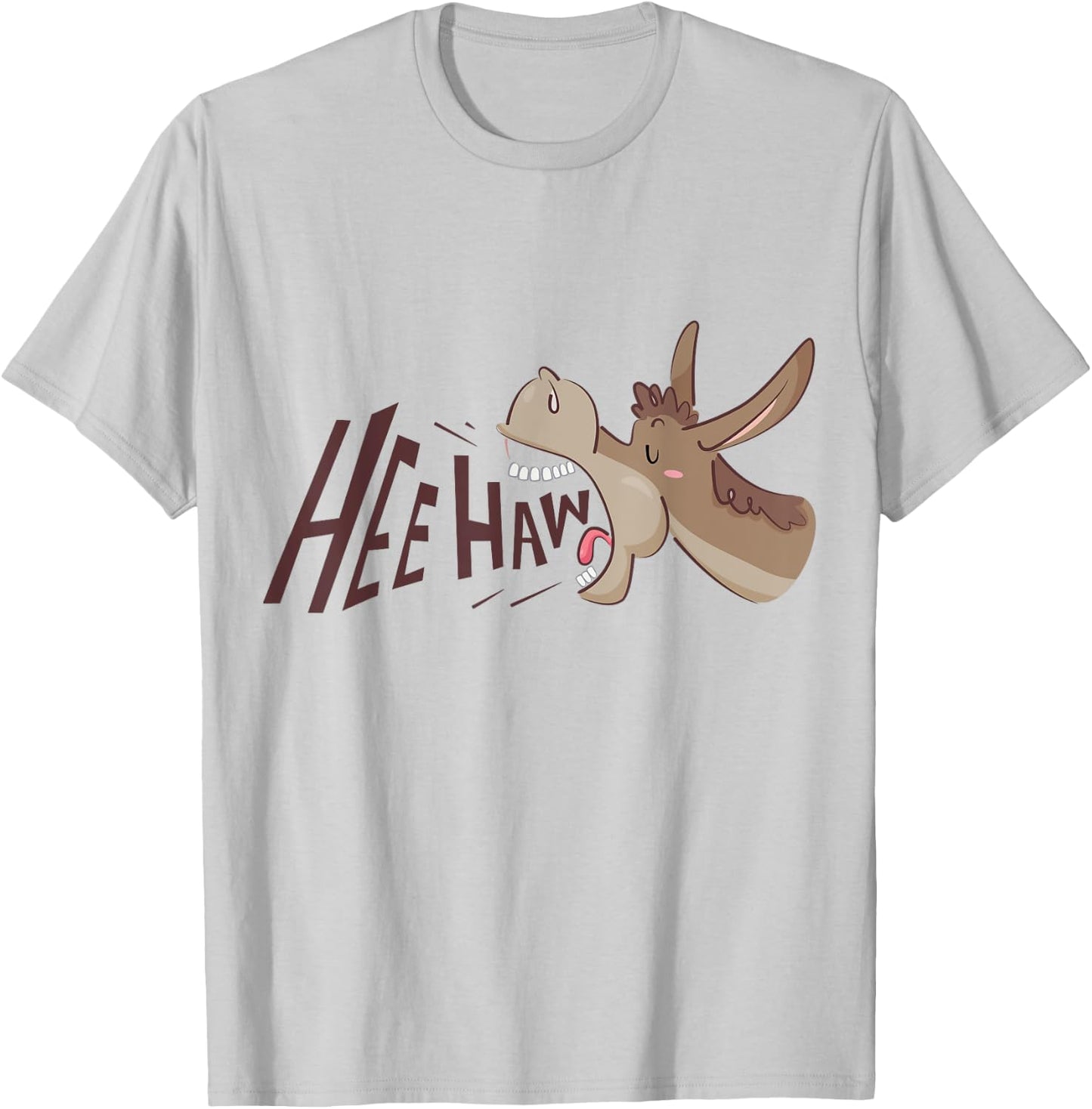 Funny Hee Haw Donkey Braying Cartoon T-Shirt - T-Shirt | Ash