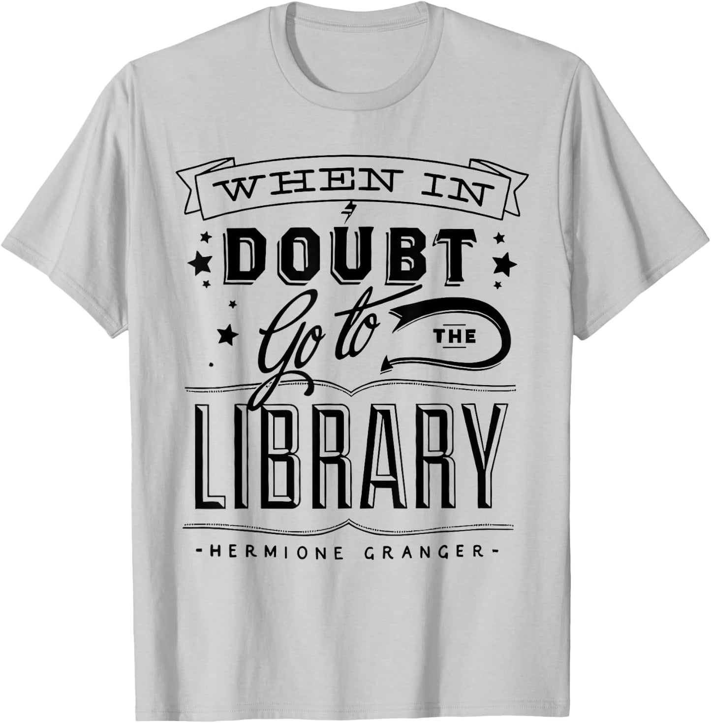 When In Doubt Go To The Library Teacher Vintage Book Lovers T-Shirt - T-Shirt | Ash