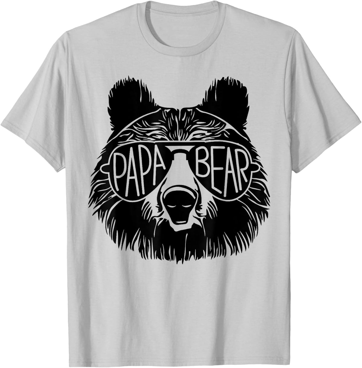 Papa Bear Face Sunglasses Papa Bear Lover Father's Day T-Shirt - T-Shirt | Ash