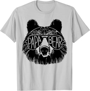 Papa Bear Face Sunglasses Papa Bear Lover Father's Day T-Shirt - T-Shirt | Ash