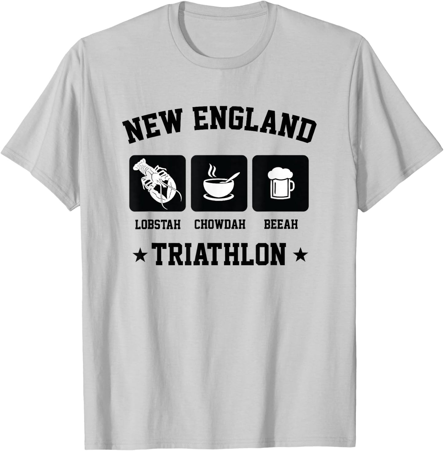 New England Triathlon Lobster Clam Chowder and Beer T-Shirt - T-Shirt | Ash