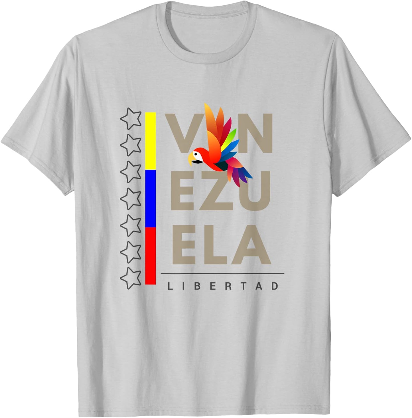 Venezuelan Flag Apparel with 7 Stars Guacamaya Tricolor T-Shirt - T-Shirt | Ash