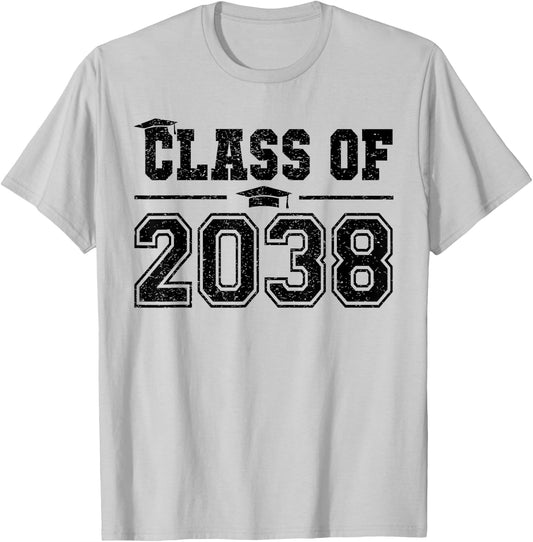 Class of 2038 Grow With Me Graduation First Day of School T-Shirt - T-Shirt | Ash
