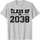Class of 2038 Grow With Me Graduation First Day of School T-Shirt - T-Shirt | Ash