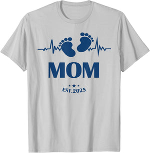 Mom Established 2025 First Time Mom T-Shirt - T-Shirt | Ash