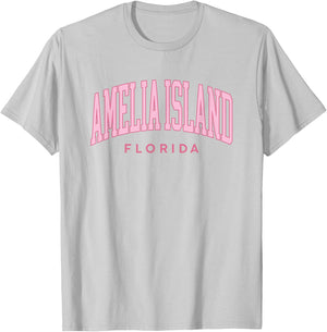 Amelia Island Florida Retro Preppy Throwback Pink Girls T-Shirt - T-Shirt | Ash