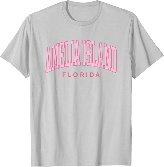 Amelia Island Florida Retro Preppy Throwback Pink Girls T-Shirt - T-Shirt | Ash